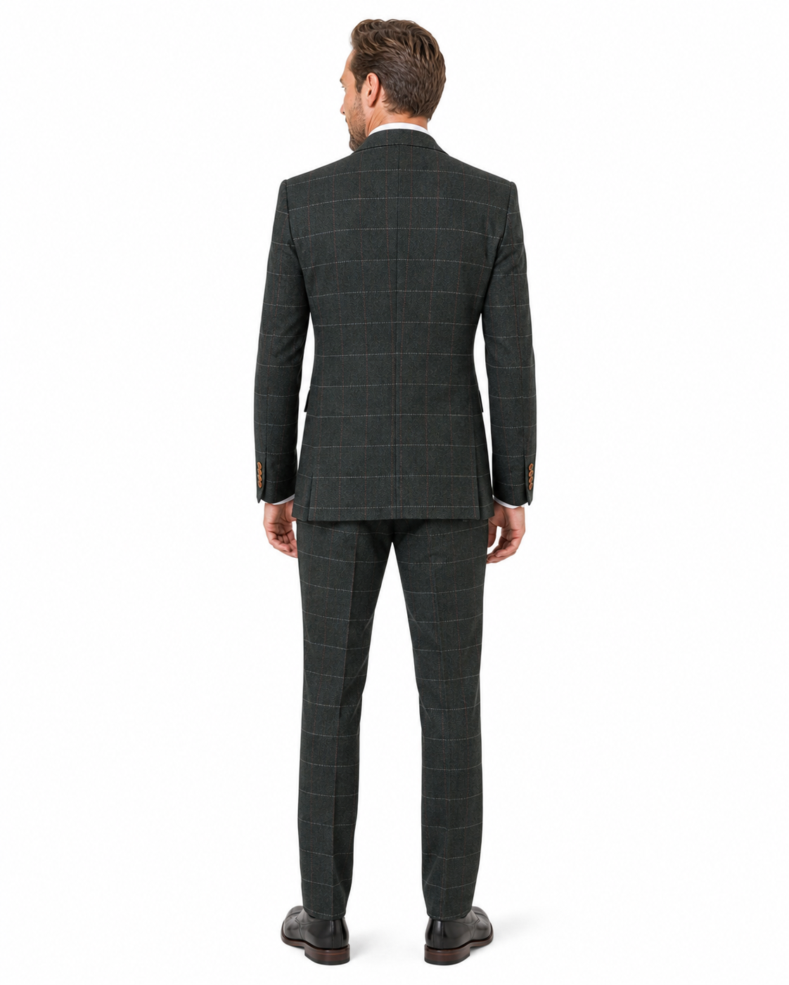 Men’s Dark Green Herringbone Tweed with Overcheck Trousers - Image 7