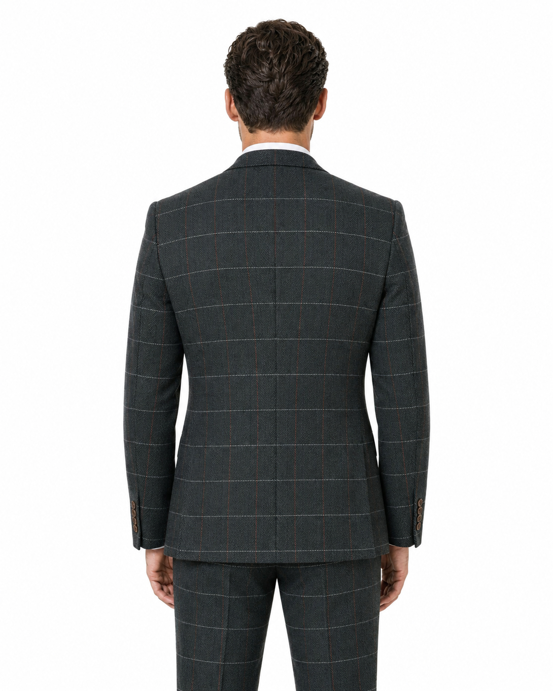 Men’s Dark Green Herringbone Tweed with Overcheck Trousers - Image 8