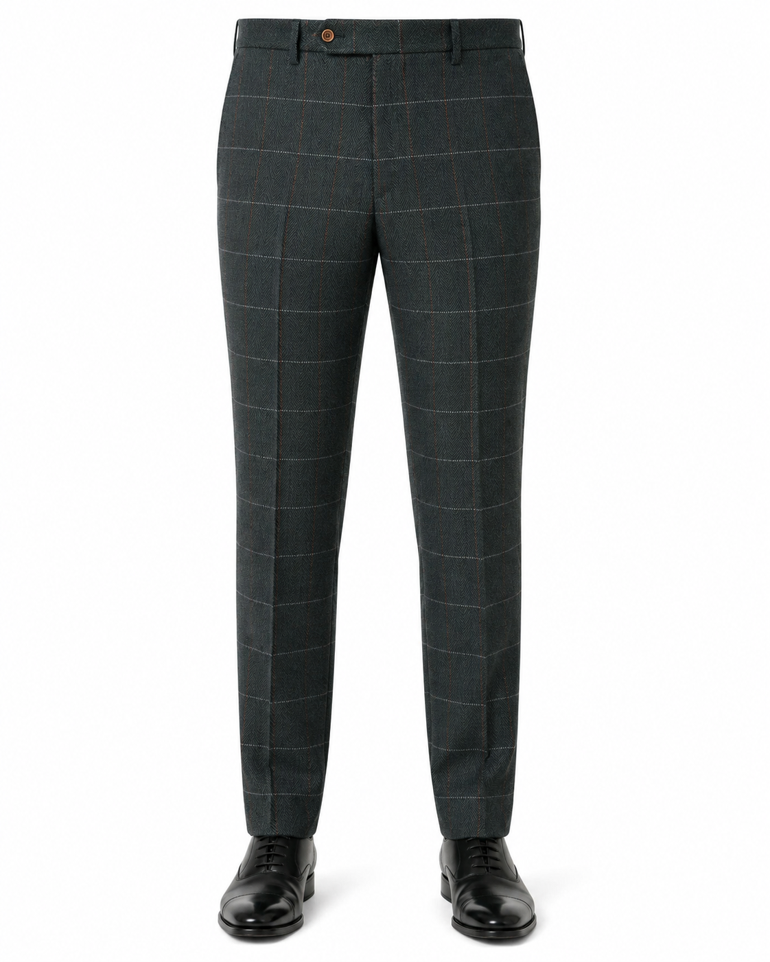 Men’s Dark Green Herringbone Tweed with Overcheck Trousers