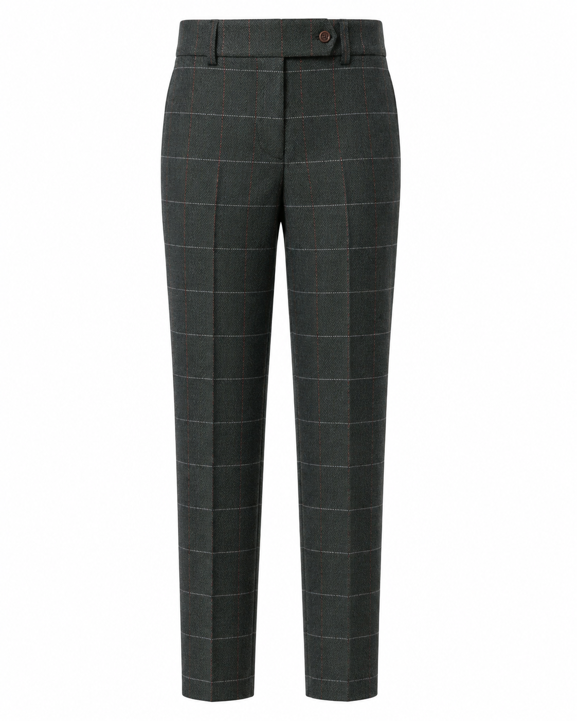 Women’s Dark Green Herringbone Tweed with Overcheck Trousers