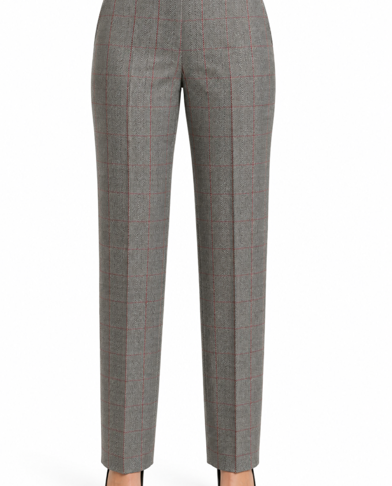 Women’s Light Grey Herringbone Tweed with Overcheck Trousers