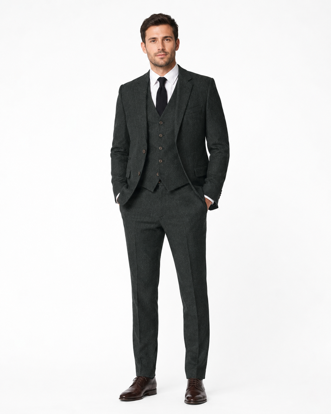 Men’s Dark Green Highland Weave Tweed Trousers - Image 4