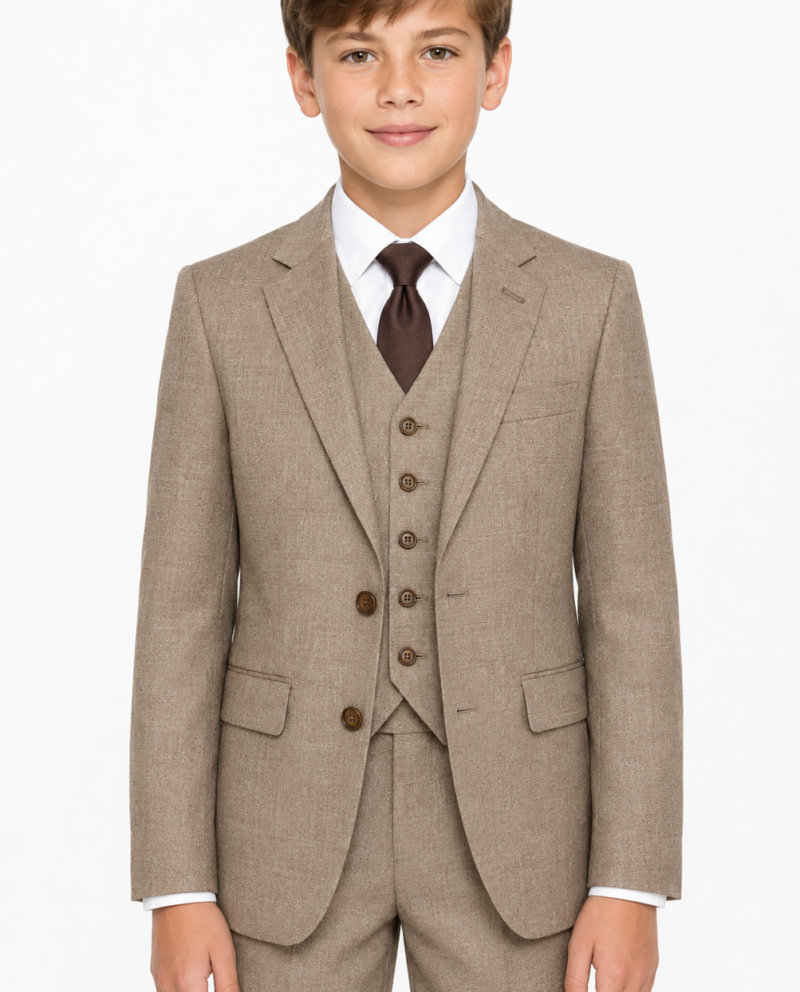 Boys’ Light Brown Highland Weave Tweed Jacket