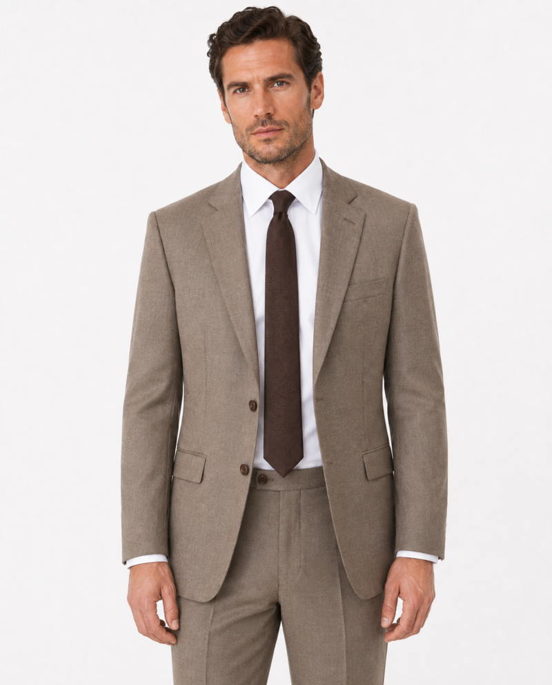 Men’s Light Brown Highland Weave Tweed Single-Breasted Jacket