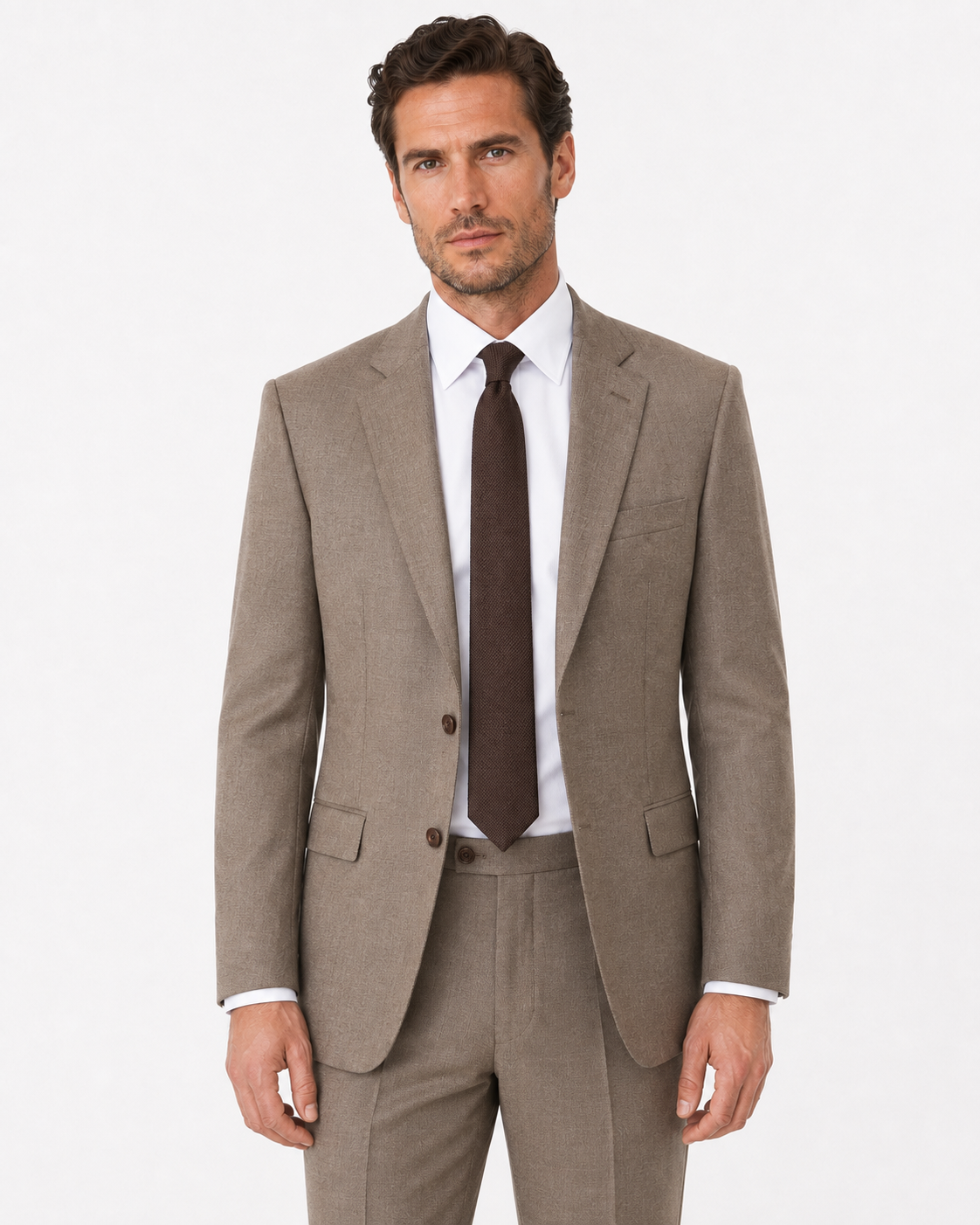 Men’s Made-to-Measure Light Brown Highland Weave Tweed Three-Piece Suit - Image 9