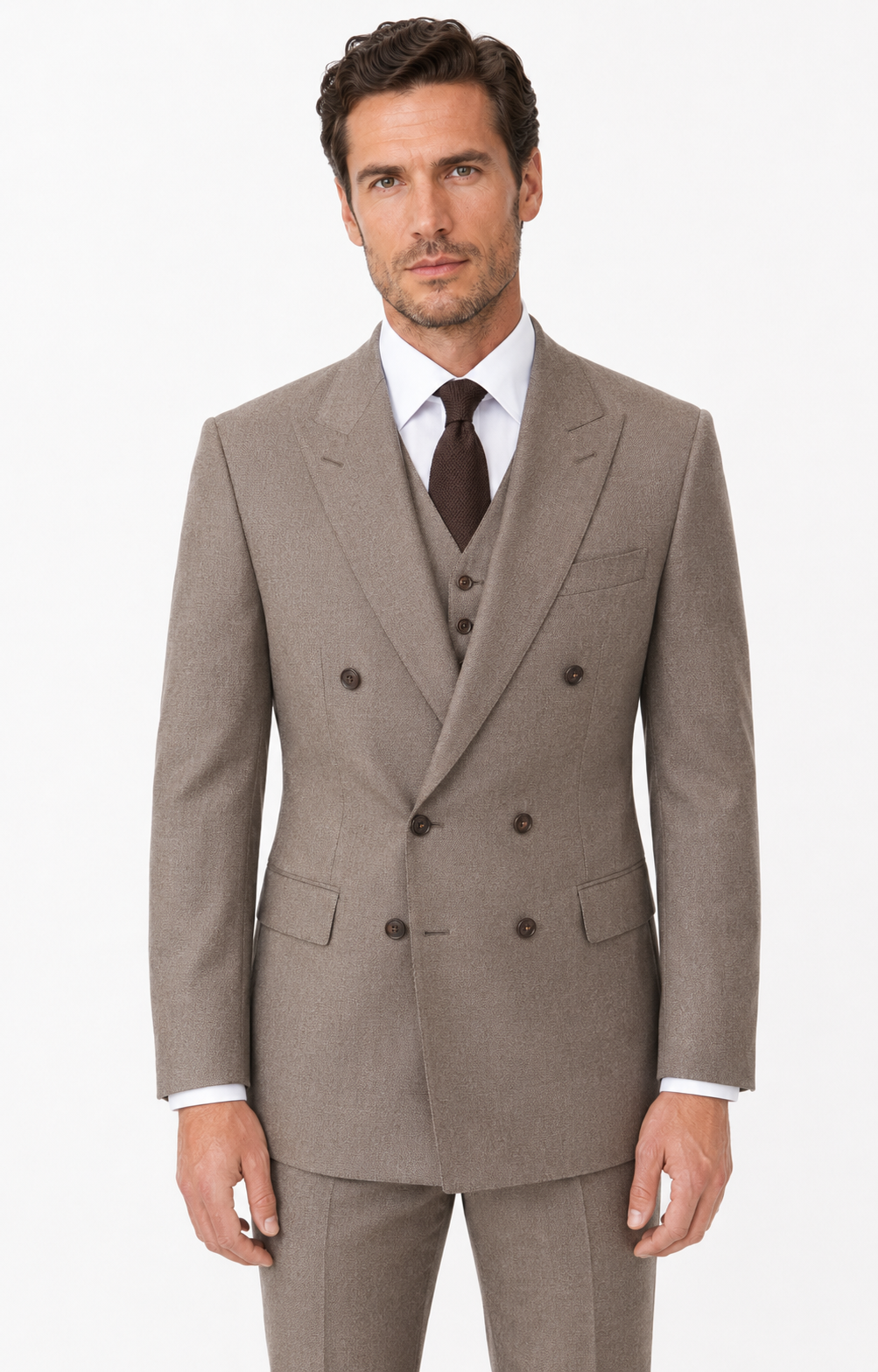 Men’s Made-to-Measure Light Brown Highland Weave Tweed Three-Piece Suit - Image 7