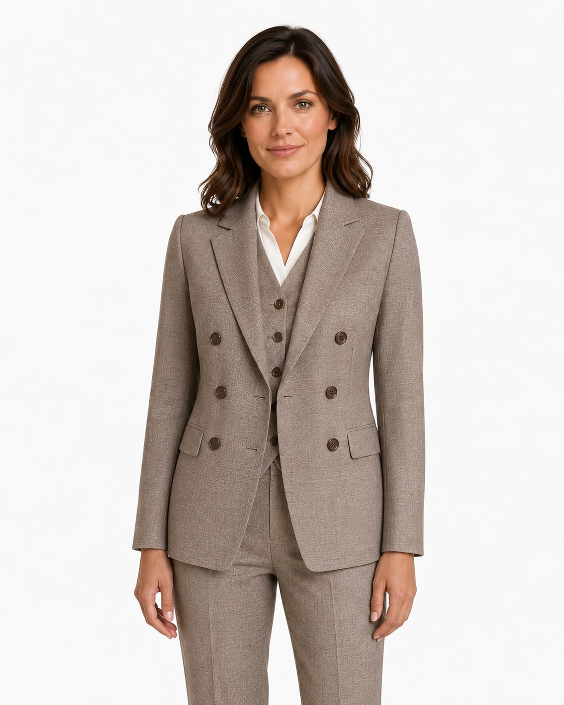 Women’s Made-to-Measure Light Brown Highland Weave Tweed Three-Piece Suit - Image 3