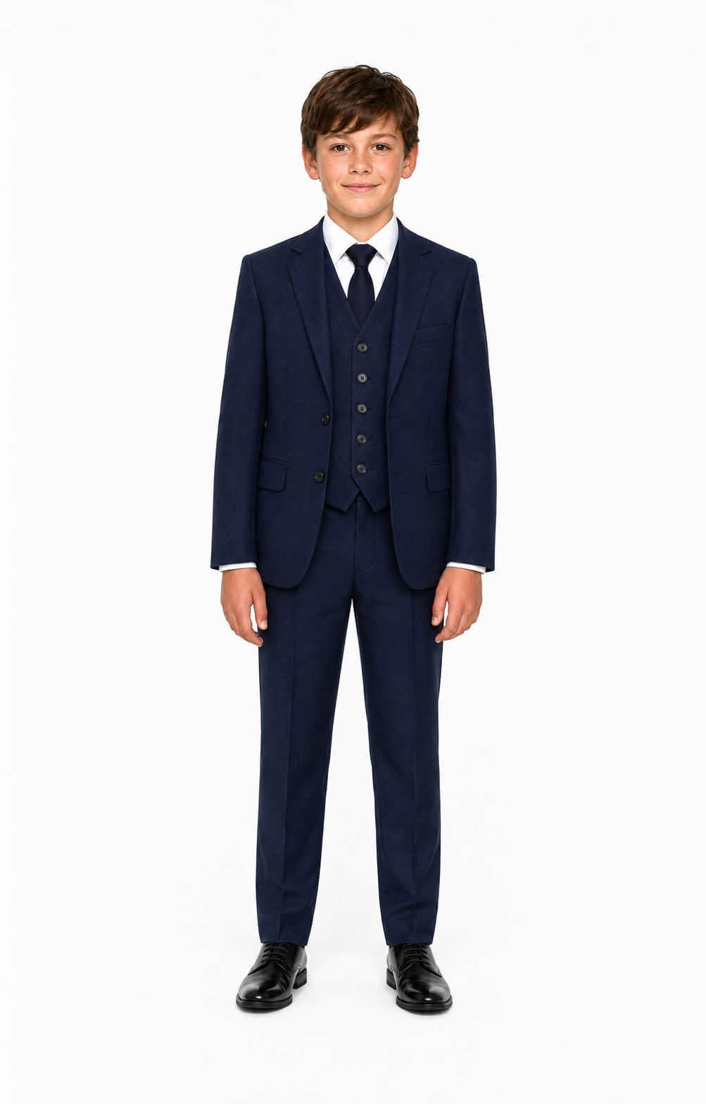 Boys’ Navy Blue Highland Weave Tweed Jacket - Image 2