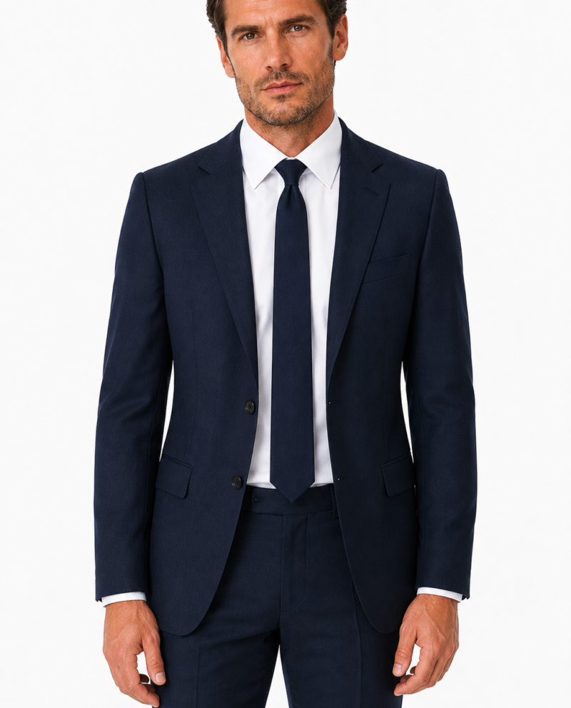 Men’s Navy Blue Highland Weave Tweed Single-Breasted Jacket