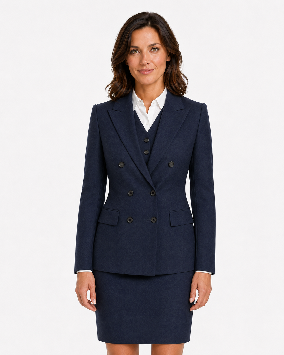 Women’s Navy Blue Highland Weave Tweed Waistcoat - Image 4