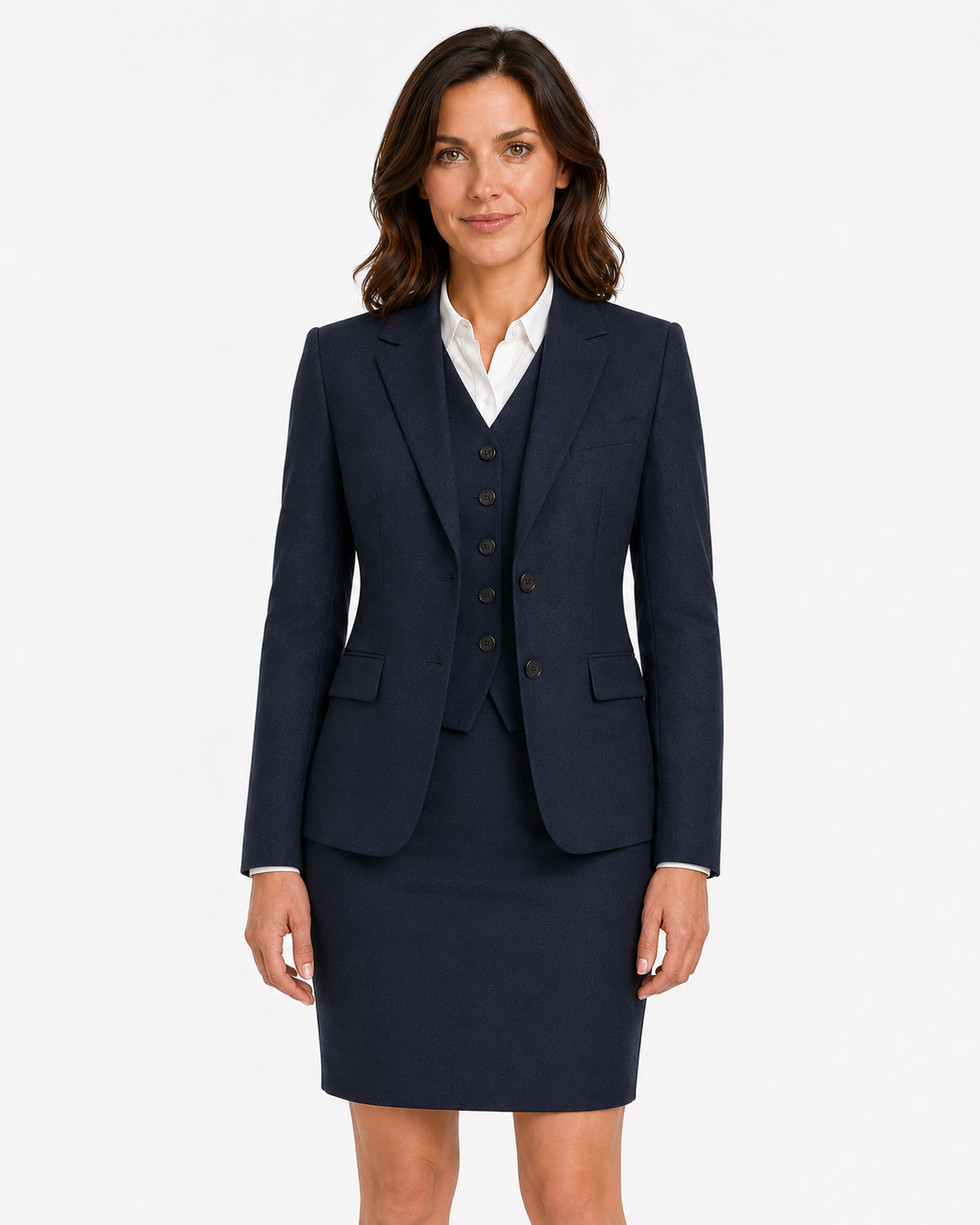 Women’s Navy Blue Highland Weave Tweed Waistcoat - Image 2
