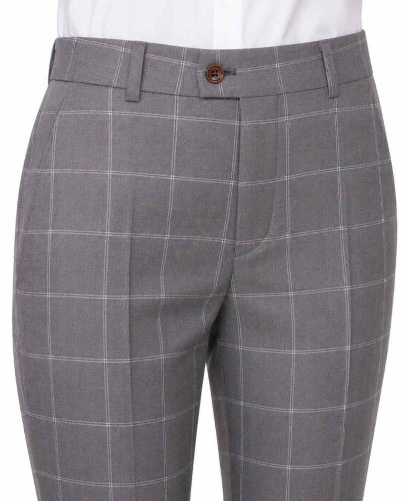 Women’s Light Grey Windowpane Check Tweed Trousers