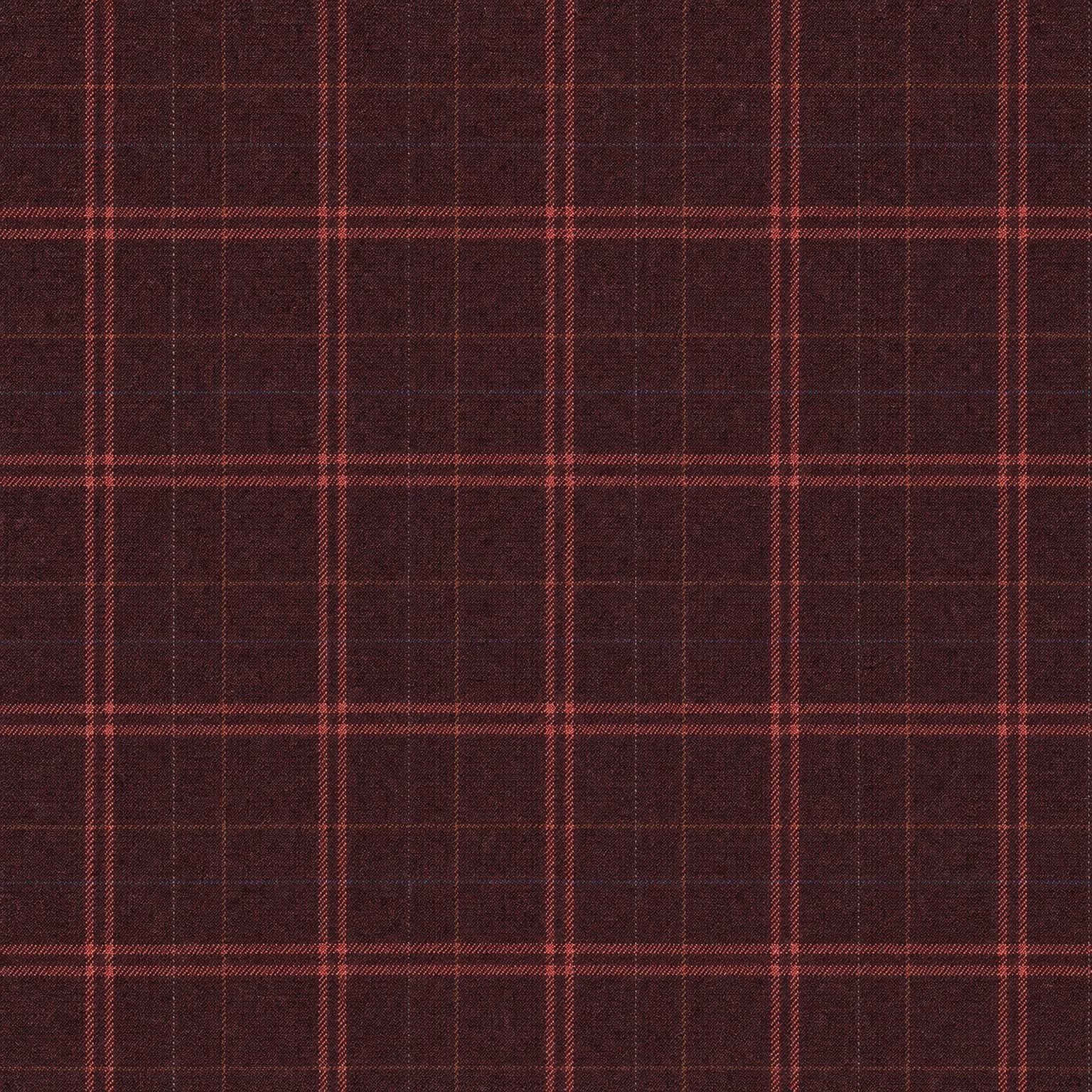 Mocha Maroon Windowpane Check Tweed fabric swatch
