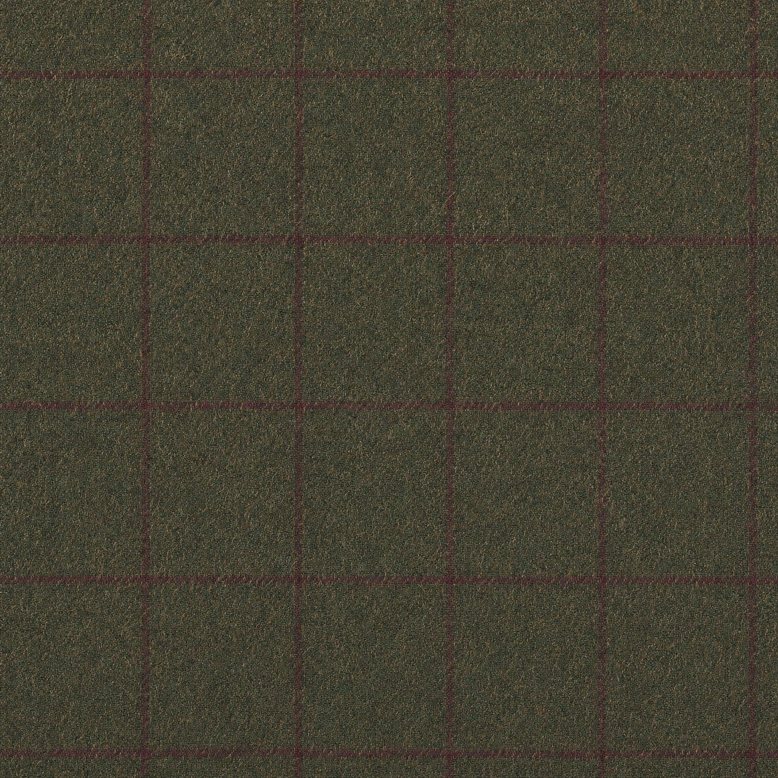 Olive Green Country Check Tweed with Red fabric swatch