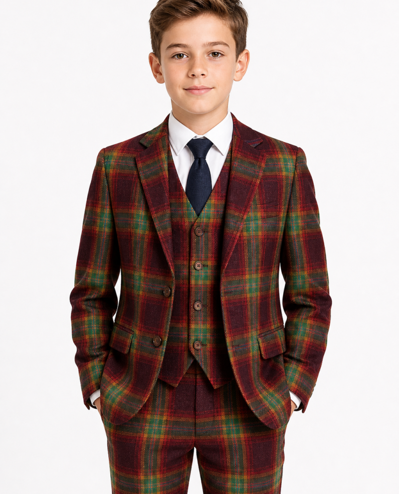 Boys’ Rainbow Bold Check Tweed Jacket