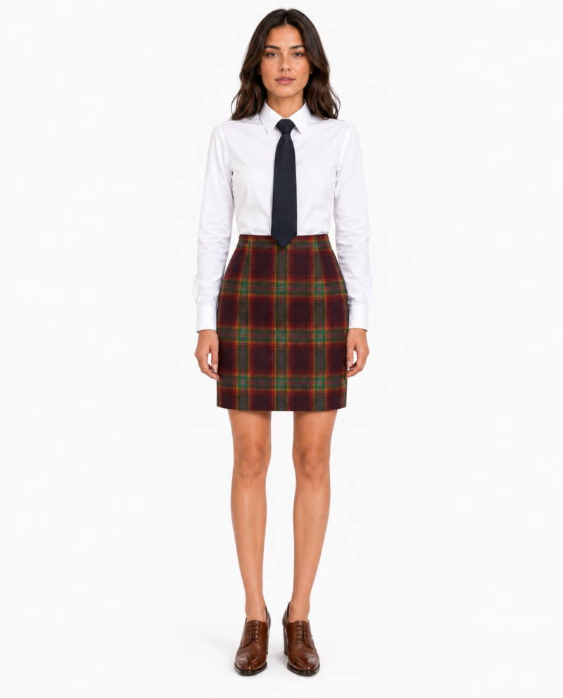 Women’s Rainbow Bold Check Tweed Tailored Skirt
