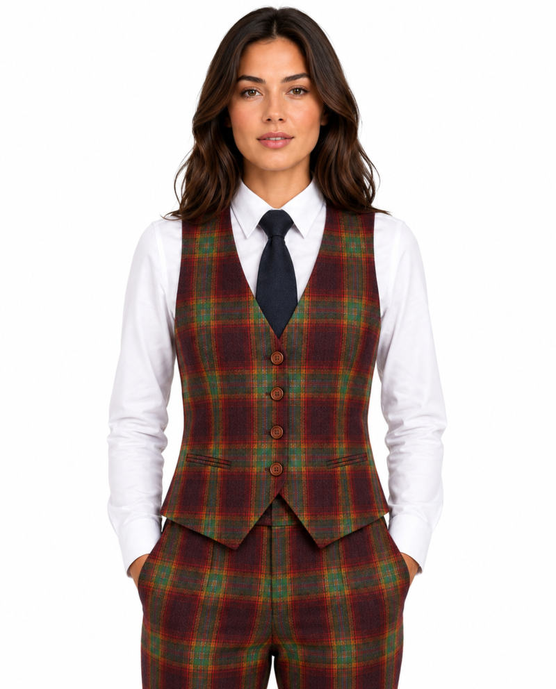 Women’s Rainbow Bold Check Tweed Waistcoat